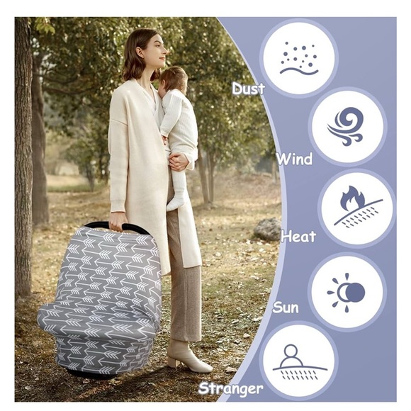 Gray and White Arrow Print Car Seat and breastfeeding cover - Picture 3 of 6
